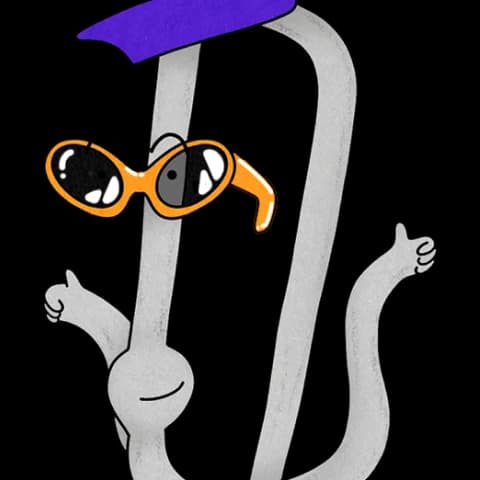 Cliff the paperclip Townie wearing orange sunglasses