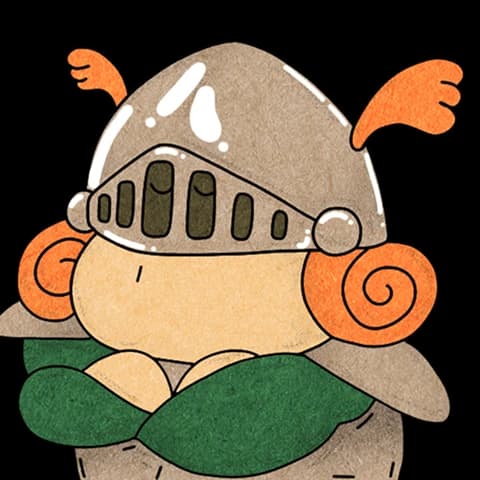 Claus the Townie knight curled up with arms around his knees