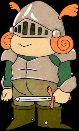 Claus the Townie knight standing with a sword
