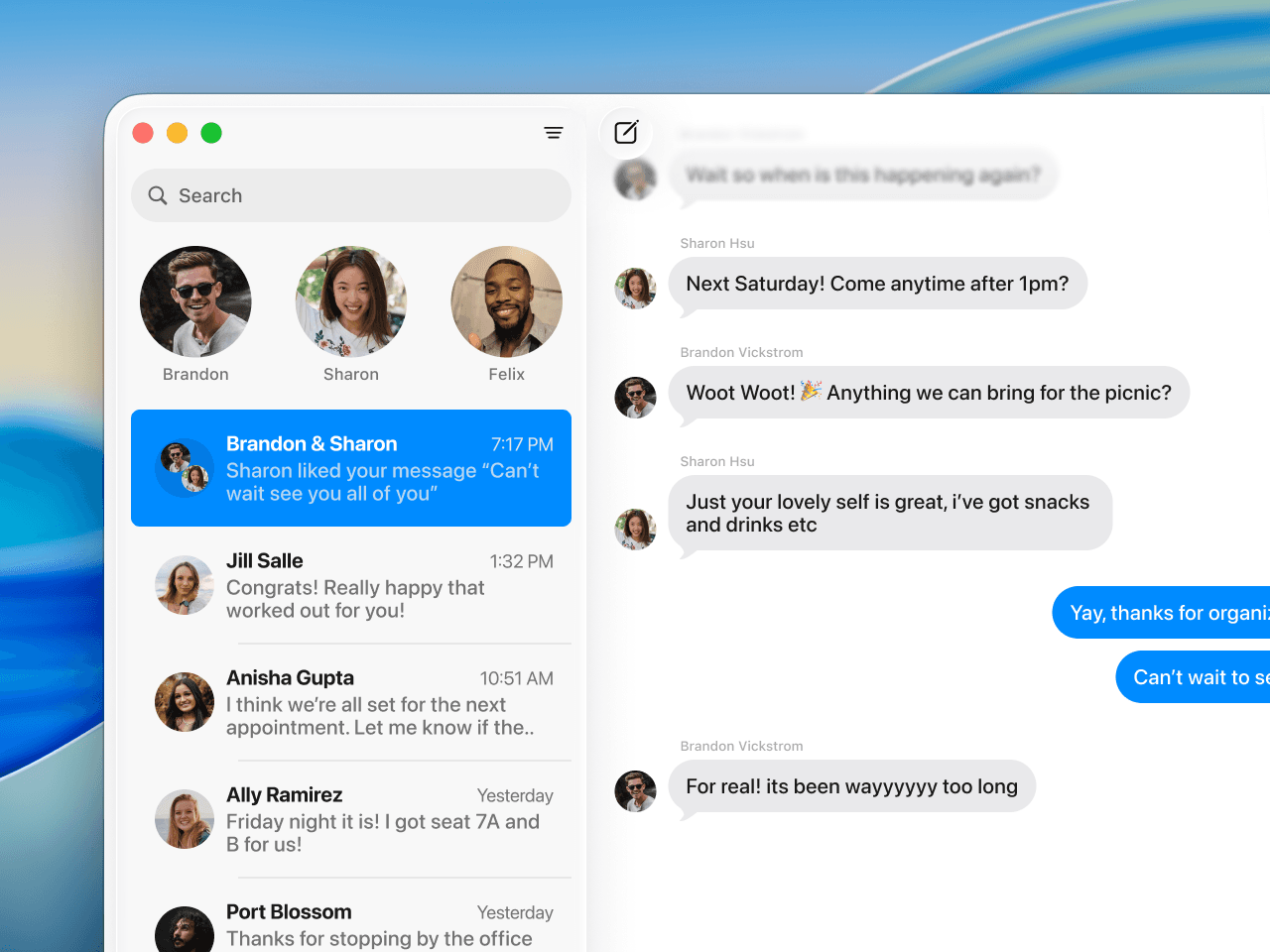 Town Desktop session answering a question from iMessage history