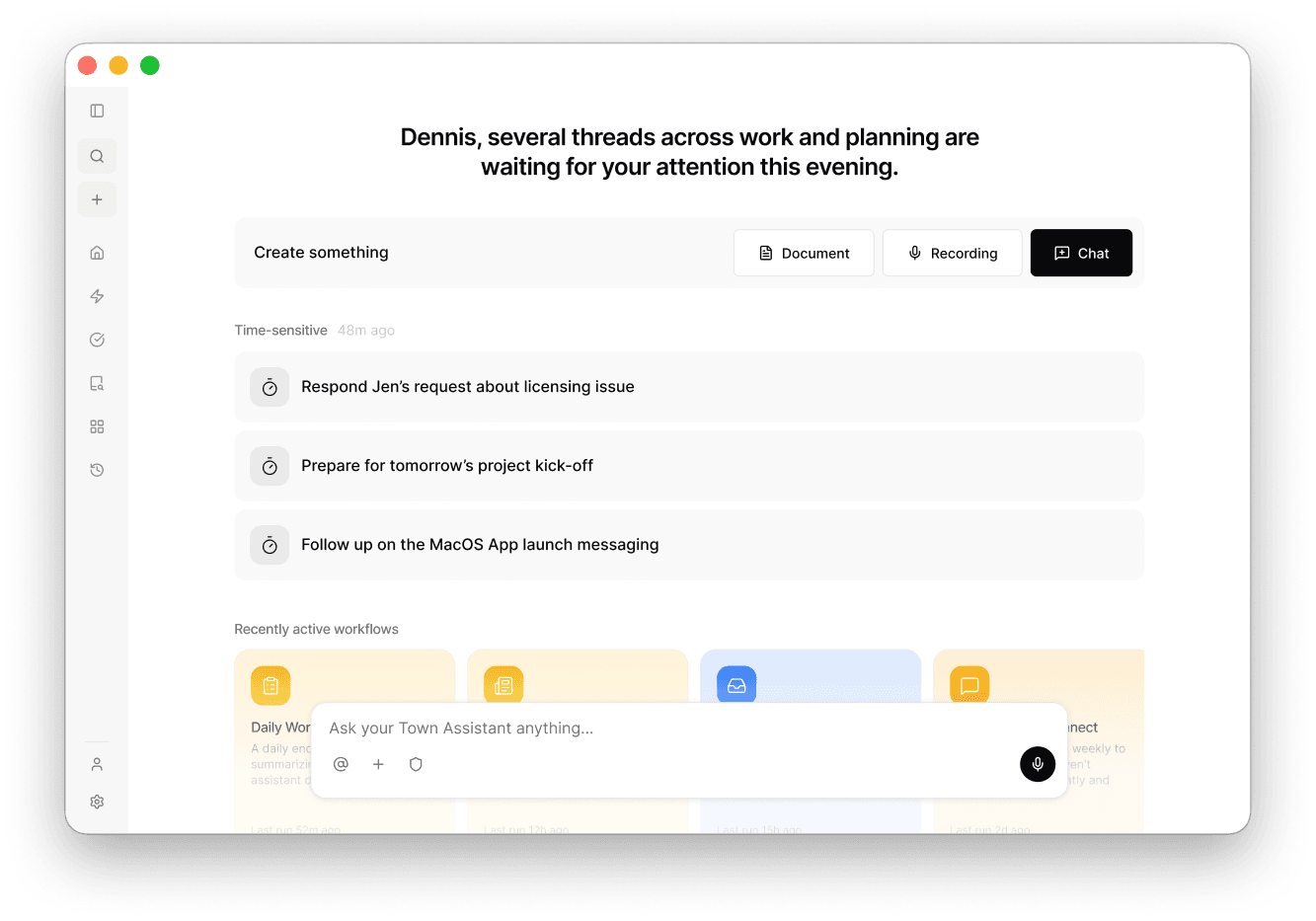 Town app window on the desktop