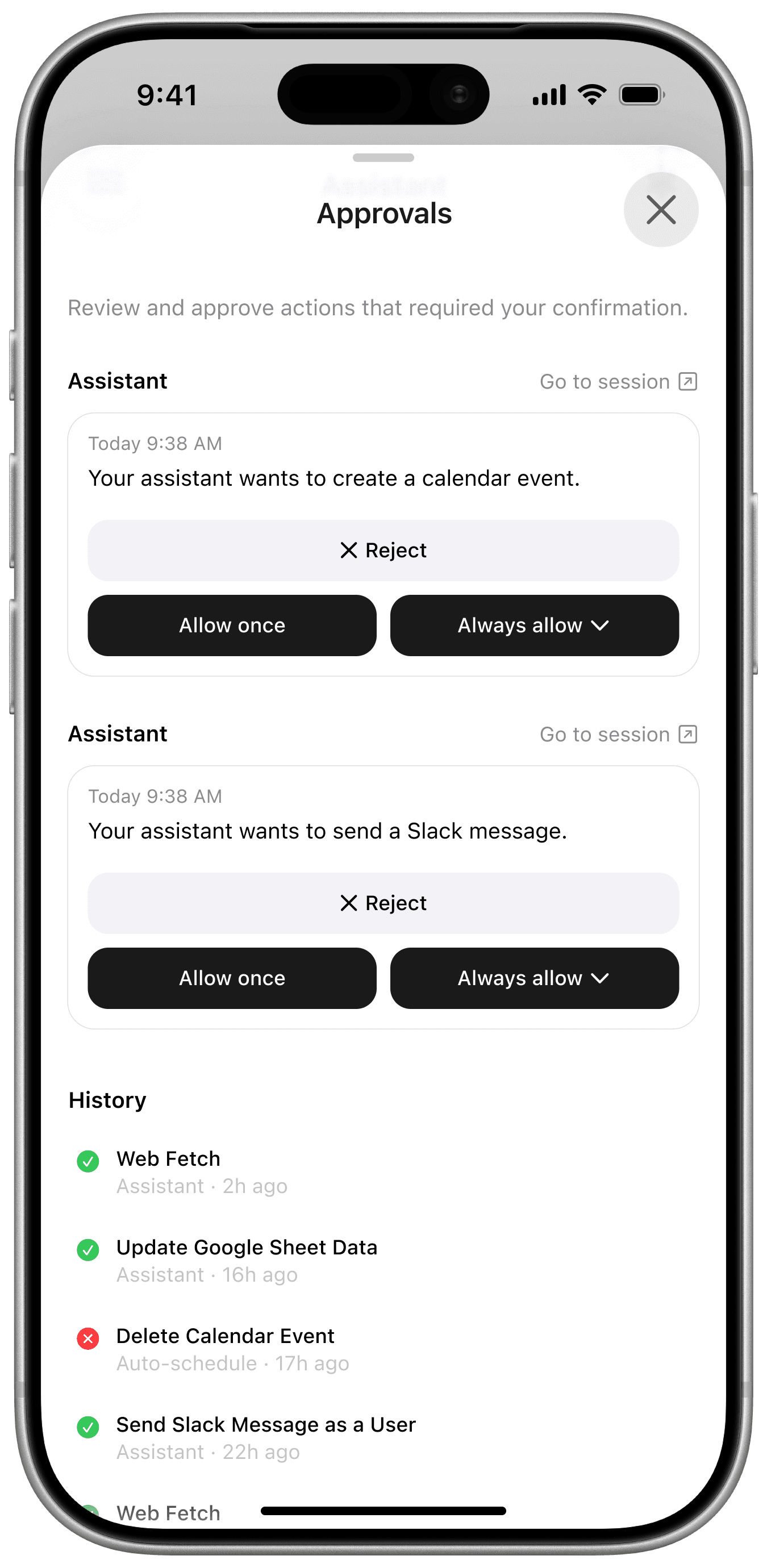 Town iOS app — approvals screen