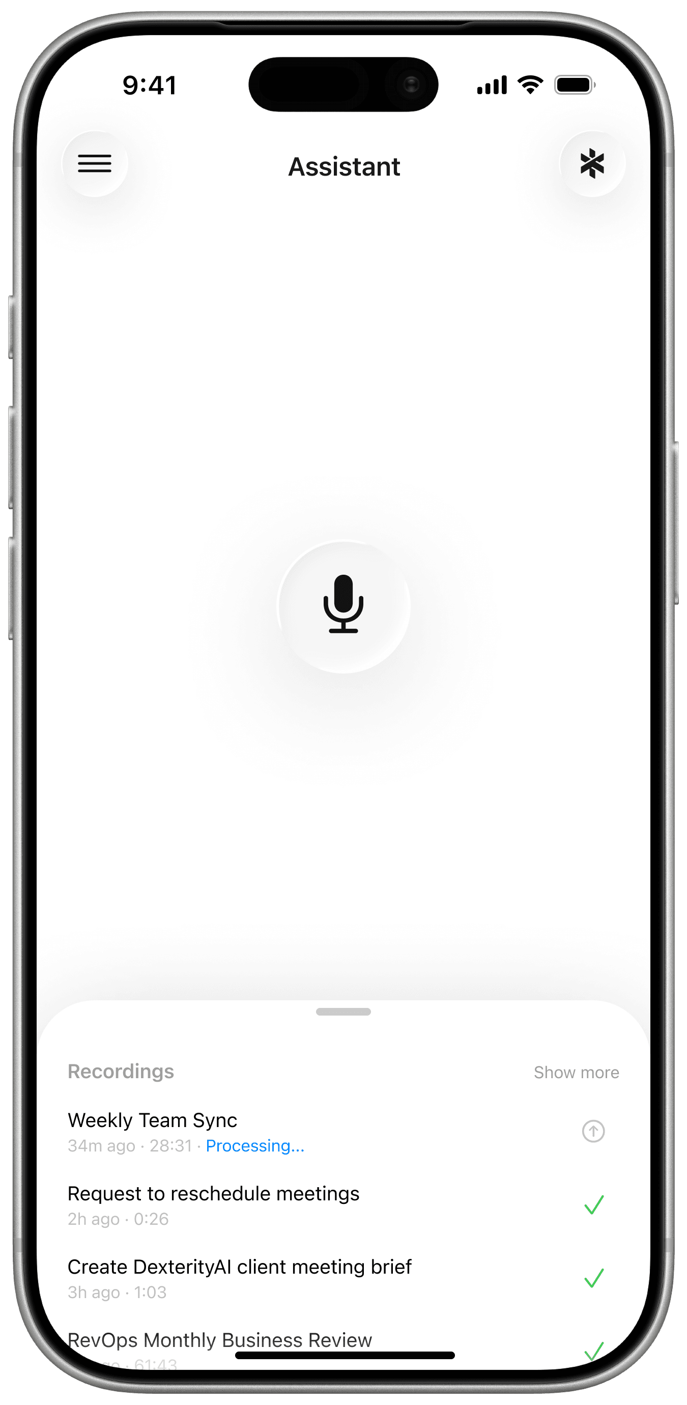 Town iOS app — voice request screen