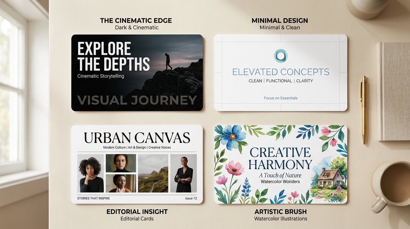 Deck style options arranged on a surface